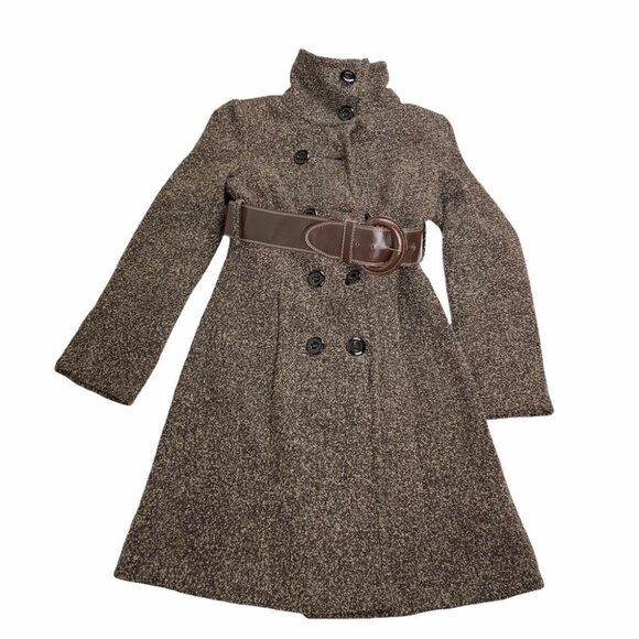 URBAN Behaviour Belted Tweed Mid length Winter  Coat - Picture 1 of 6